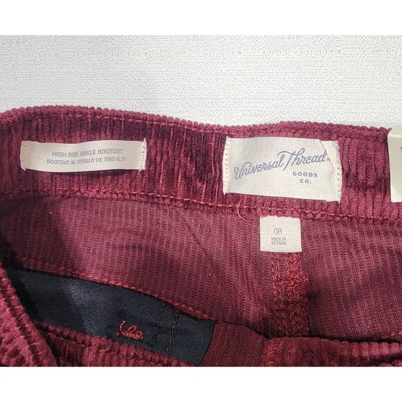 Universal thread high rise ankle bootcut Waist 26'' length 36'' corduroy women's - Picture 6 of 7